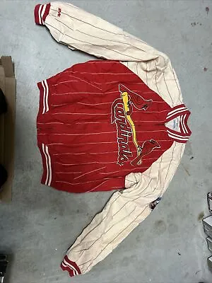 Vintage 80's Mirage St.Louis Cardinals Pinstripe Varsity Jacket Size LRG SEE PIC • $31.99