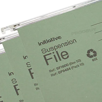£10.99 • Buy 10 X Green Foolscap Hanging Suspension Files Tabs Inserts Filing Cabinet Folders