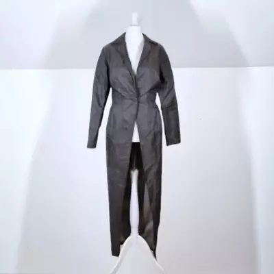 Errol Peak Coat Metallic Gunmetal Grey Overcoat Tail Jacket Long Lined 8 • £43