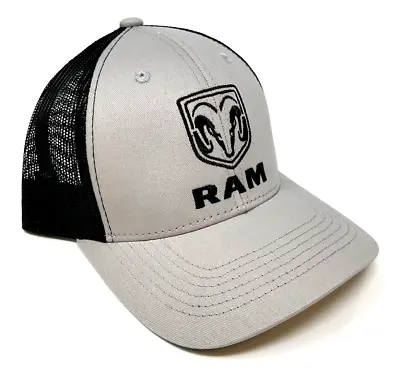 Dodge Ram Logo Grey Black Mesh Trucker Adjustable Curved Bill Snapback Hat Cap • $18.95