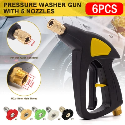 £13.29 • Buy 3000PSI High Pressure Washer Spray Gun 5PCS Nozzle Jet Lance Trigger Wash Water