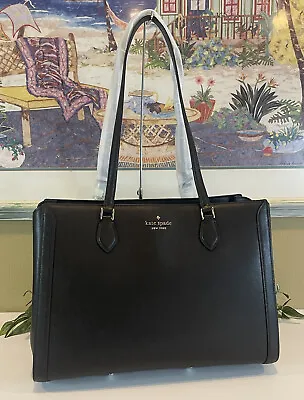 Kate Spade Madison Laptop Tote Shoulder Bag Carryall Black Leather Office School • $302.31