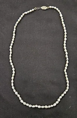 Vintage 4mm Real Pearl Necklace Marked 14kt Gold Clasp Grassman-Blake 17  • $34.90