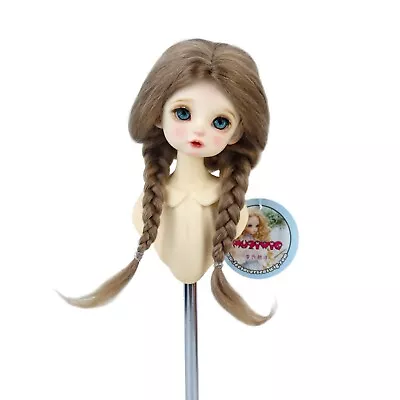 Mohair 1/4 BJD Wigs 7-8'' Head Long Pigtails Braid  Minifee Doll Hair DIY Wig • $21.99