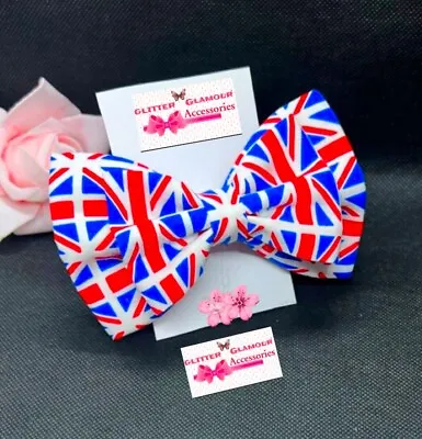 Union Jack Hair Bow Hairband Headband Royal Wedding Hair Tie Band Flag Souvenirs • £3.25