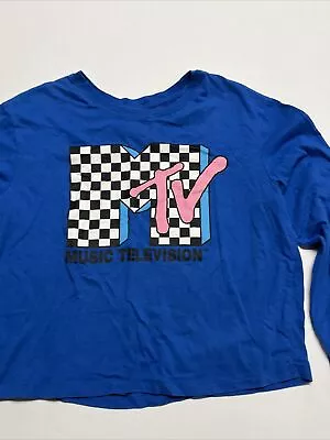 MTV Music Television Halter Top Shirt Juniors Medium Blue With MTV Logo • £5.78