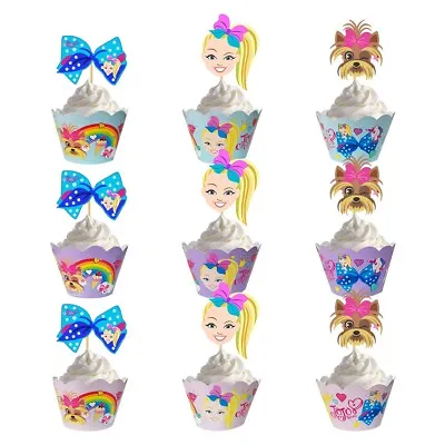 12 Jojo Siwa Cupcake Wrapper & 12 Topper. Party Supplies Lolly Loot Bag Cake • $13.50