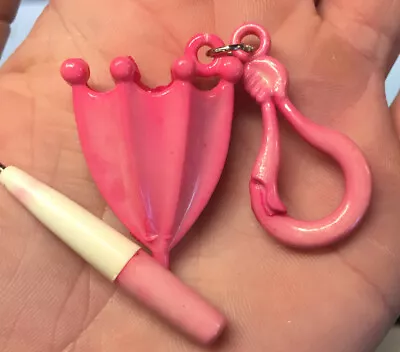 VTG 80s 3-D Pink Umbrella With Hidden Pen Clip On Charm For Charms Necklace  • $13.99