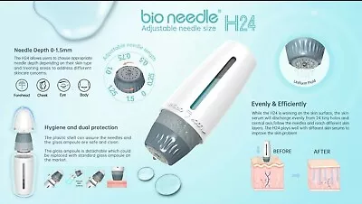 0-1.5mm Adjustable Derma Stamp 24 Titanium Microneedles For Home Microneedling • £17.99