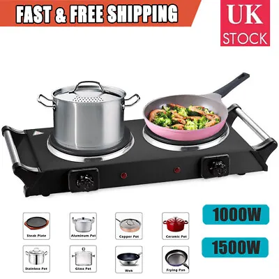 Hot Plate Electric Cooker Double Single Portable Table Top Hob 1000W/1500W Stove • £13.46