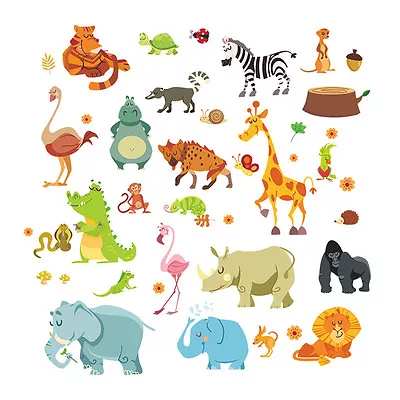 Animals Wall Stickers For Kids Nursery Rooms Monkey Elephant Horse Wall  GtJ.FM • $3.22