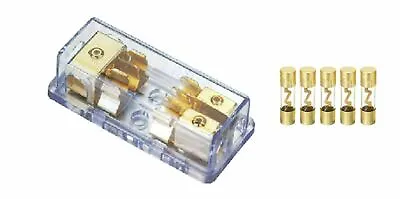 50 Amp 4-Gauge In 2 8-Gauge Out AGU Fuse Distribution Block Dual Holder • $8.90