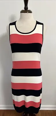 Milly Of New York Pink/Black/White Striped Sleeveless Knit Tank Dress M • $24