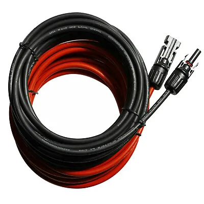 £9.59 • Buy 1 Pair 12/10 AWG Solar Panel Extension Cable Wire Connector MC-4 Black+Red UK