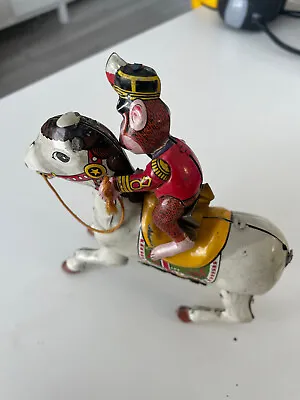 £118 • Buy Vintage Tin HAJI Japan Wind Up MONKEY ON HORSE Toy,VERY RARE! - Working As Well.