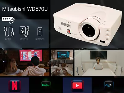 Mitsubishi WD570U DLP Projector 3500 Lumens Home Theater Full HD 3D Ready WXGA • $157.25