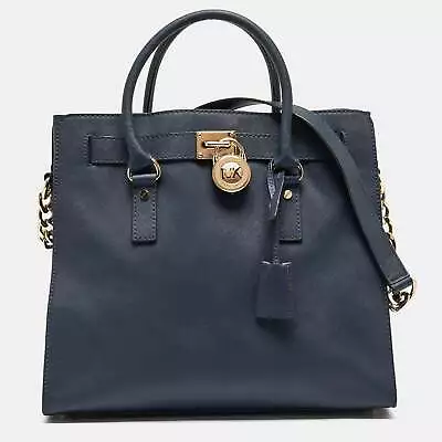 MICHAEL MICHAEL KORS Navy Blue Leather Large Hamilton North South Tote • $432.05