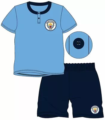  New Boys 100% Cotton 'Manchester City' Football Shortie Pyjama Set  • £10.99