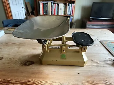 Vintage Traditional Gold Kitchen Weighing Scales From Baker & Nixon Plus Weights • £90