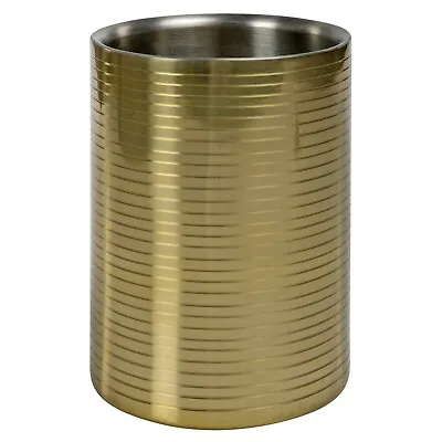 Round Gold Stainless Steel Double Walled Insulated Wine Champagne Cooler Bucket • £12.49