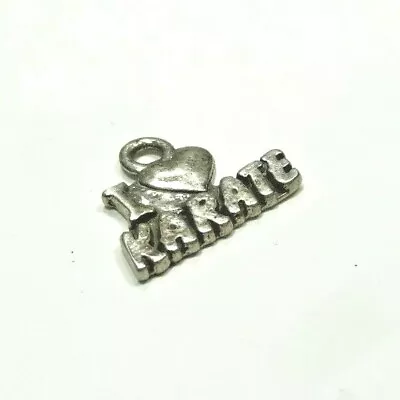 I Love Karate Martial Arts Sterling Silver Bracelet Charm Necklace Pendant 925 • $10.99