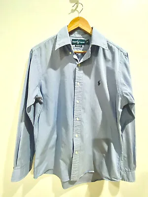 Ralph Lauren Mens Medium Long Sleeve Button Down Shirt Light Blue Custom Fit • $32.78