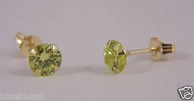 9ct Gold 5mm Green Peridot Studs Small Earrings Girls Mothers Xmas Bday GIFT BOX • £16.20
