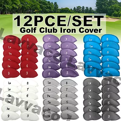 $19.95 • Buy 12 Pcs Golf Head Cover PU Leather Iron Club Putter Cover Protector Set