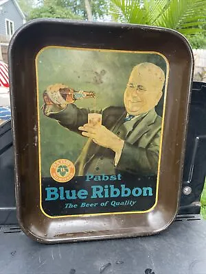 Vintage 30s Pabst Blue Ribbon Advertising Beer Tray Rectangular Bar Mancave USA • $80