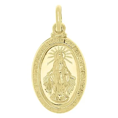 Italian 14k Yellow Gold Mother Mary Miraculous Medal Charm Pendant 1  1.5 Grams • $120.31