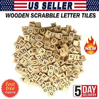 $9.99 • Buy 400pcs Scrabble Wood Tiles Pieces Full Sets Letters Wooden Alphabet Game& Crafts