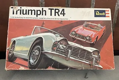 Vintage 1960s Revell H-1254 1/32 Triumph TR4 Plastic Model Kit Open Box 1968 • $20