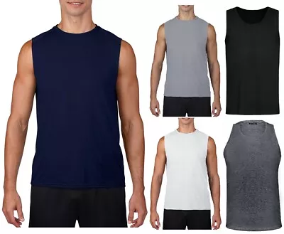 Mens Plain Sleeveless Tank Top Training Gym BodyBuilding Vests Comfy Fit Vests • £4.99