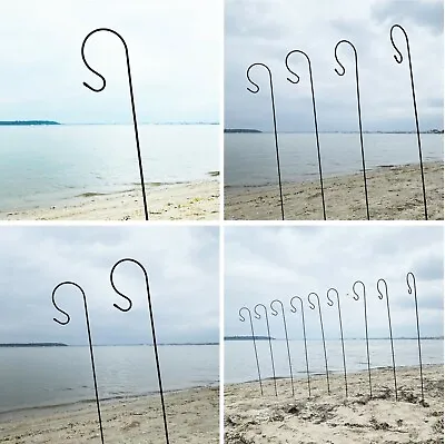 Shepherds Crook Hook Garden Border Hooks Black Metal For Lanterns Bird Feeders • £16.99