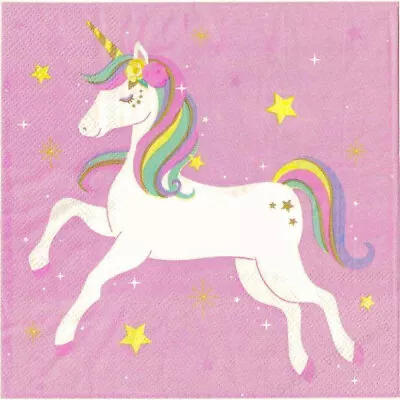 Unicorn Napkins 20pk Girls Birthday Party Rainbow Tableware Large Serviette • $4.25