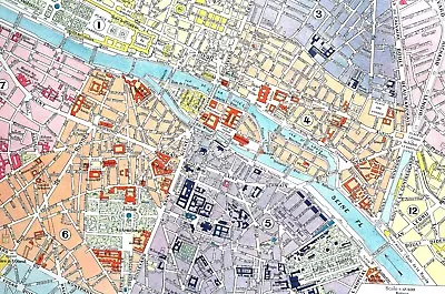 Map Of Paris France 1899 SOUTHEAST CENTRE St. Germain Rivoli Seine Rennes Michel • $175