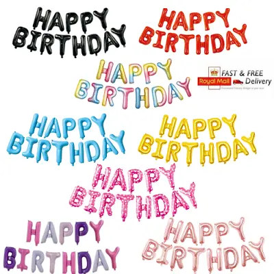 £2.99 • Buy Happy Birthday Balloons Banner Balloon Bunting Party Decoration Inflating Decor