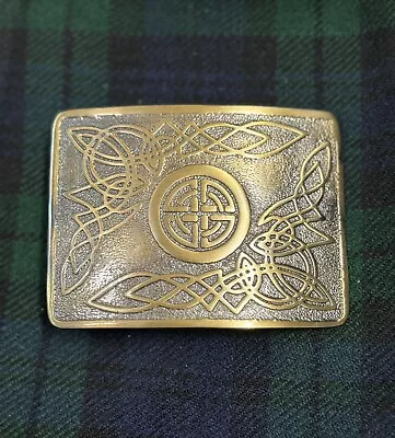   Scottish Highland CELTIC CIRCLE KNOT Kilt Belt Buckle Brass Antique Finished • $14.99