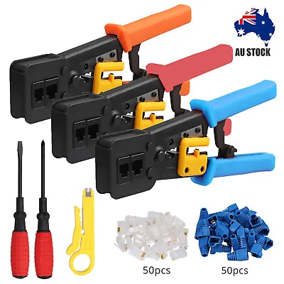 6 In 1 RJ11 RJ45 Crimper Tool Cat6/5 Connector Pass Through End Network Stripper • $27.85