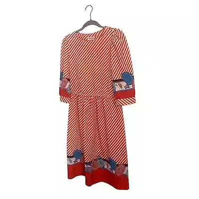 Vintage Candy Stripe Red Floral Blouson Dress Size 8 • $13.99