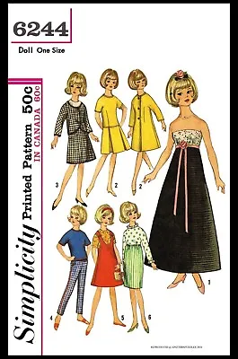 Simplicity 6244 Fashion DOLL Fabric Sewing Pattern TAMMY Jan 12  Vintage Barbie • $5.49