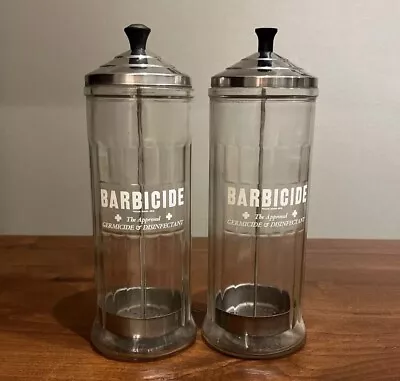 Lot VTG Barbicide Disinfectant Glass Jar Container King Research Canada 11.5” • $49.99