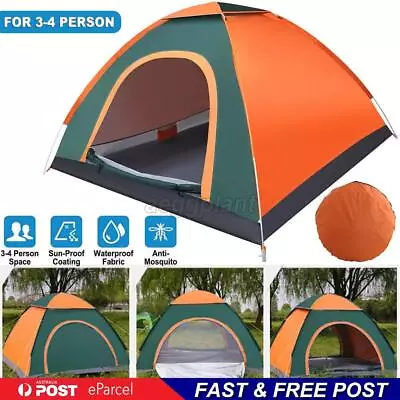 Automatic 4 Man Person Pop Up Tent Family Camping Festival Hiking Beach Tent • $38.98