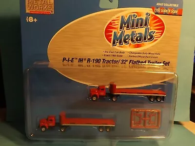 P-I-E IH R-190 TRACTOR  / 32' FLATBED  TRAILER SET SCALE  Mini Metals #51123 • $33.99