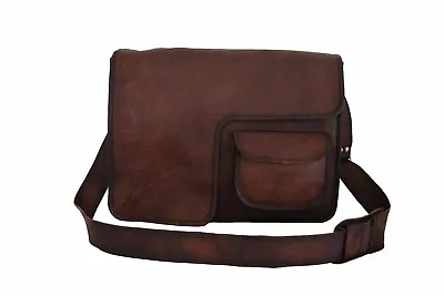 16 In Mens Messenger Bag Laptop Satchel Office School Dark Leather Shoulder Bags • $67.75