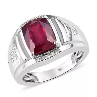 Heated Ruby Gemstone With 925 Sterling Silver Ring For Men's #1493 • $80.30