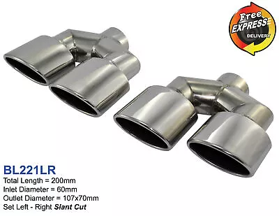 Exhaust Tips Quad Tailpipe Dual Set S/S For Mercedes Benz AMG Golf 7 R Style • $259.60