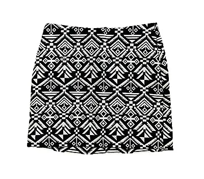 DIVIDED H&M Womens Size 6 Off White Black Tribal Print Mini Pencil Cotton Skirt • $14.39