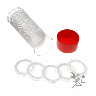 Gold Maple Leaf Coin Holders Red Capsule Tube & 20 Air-Tite 30mm White Rings • $24.95