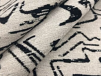 Kravet Mid Century Modern Abstract CRYPTON Black Uphol Fabric 4.40 Yds 34955-8 • $264